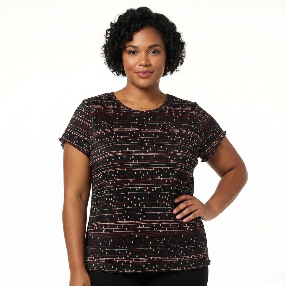 Dress Barn Plus Size Black Pink Stretch Top